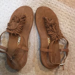 Orthotic Fringe T-Strap Sandals - Sosha